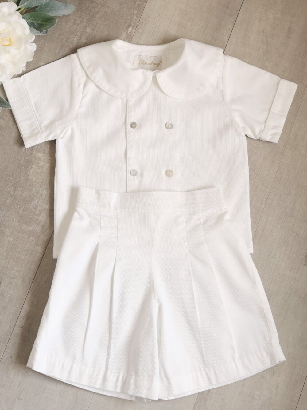 Strasburg White Dressy Classic Shorts Set Size 3T 100% Cotton Ring Bearer